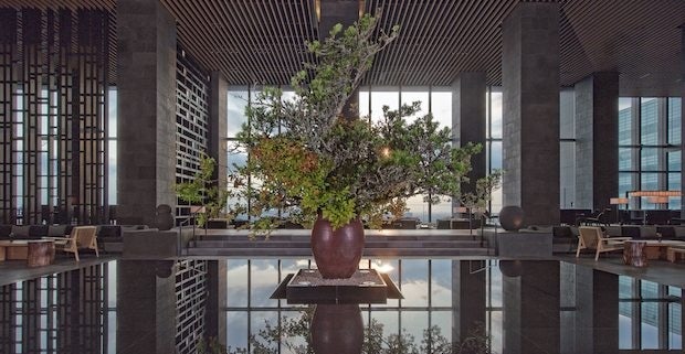An Ikebana arrangement in the Aman Tokyo lobby. (Courtesy Photo)