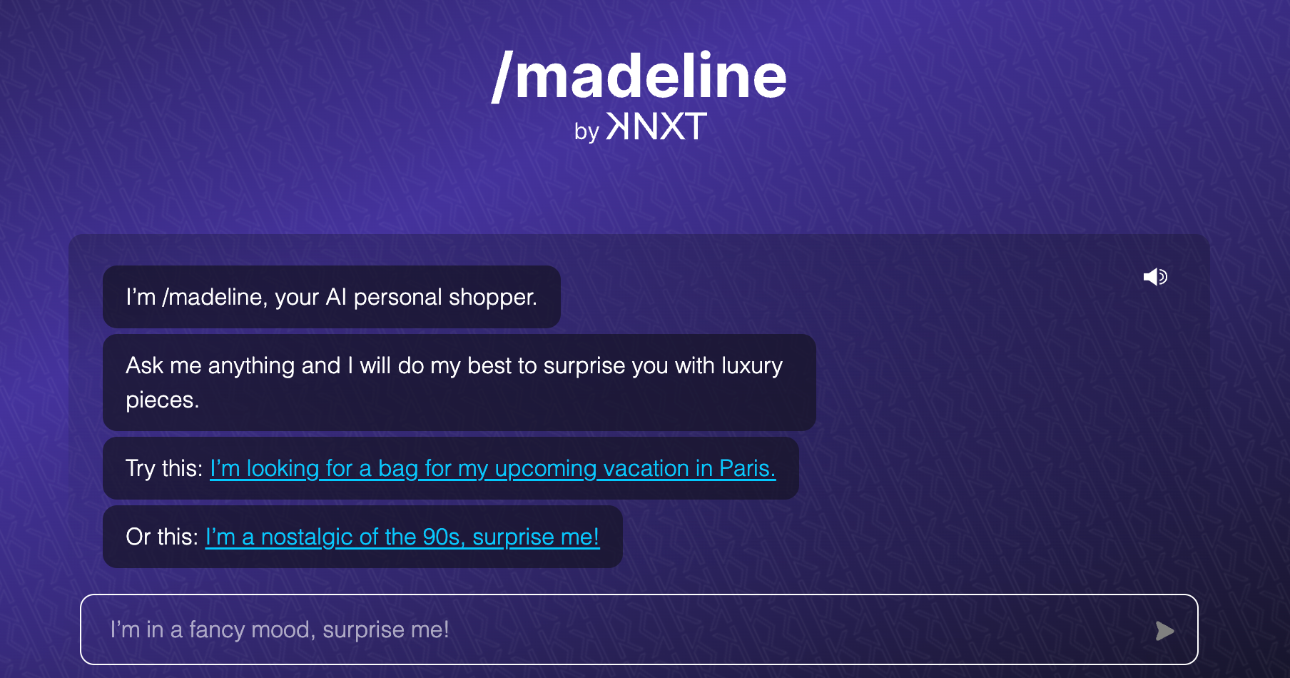 /madeline is KNXT’s AI personal shopper powered by ChatGPT. Photo: Screenshot