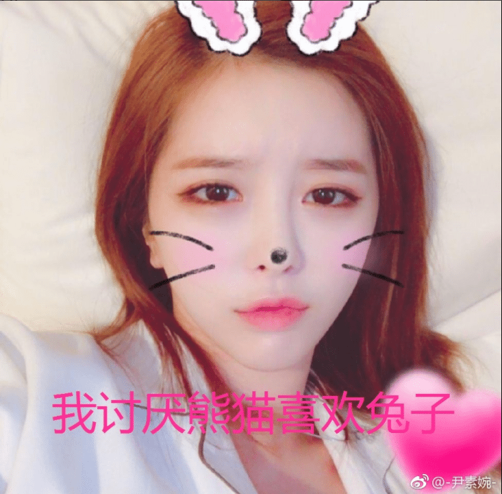 Image via the host's official Weibo account, the caption writes that "I hate panda and like rabbit."