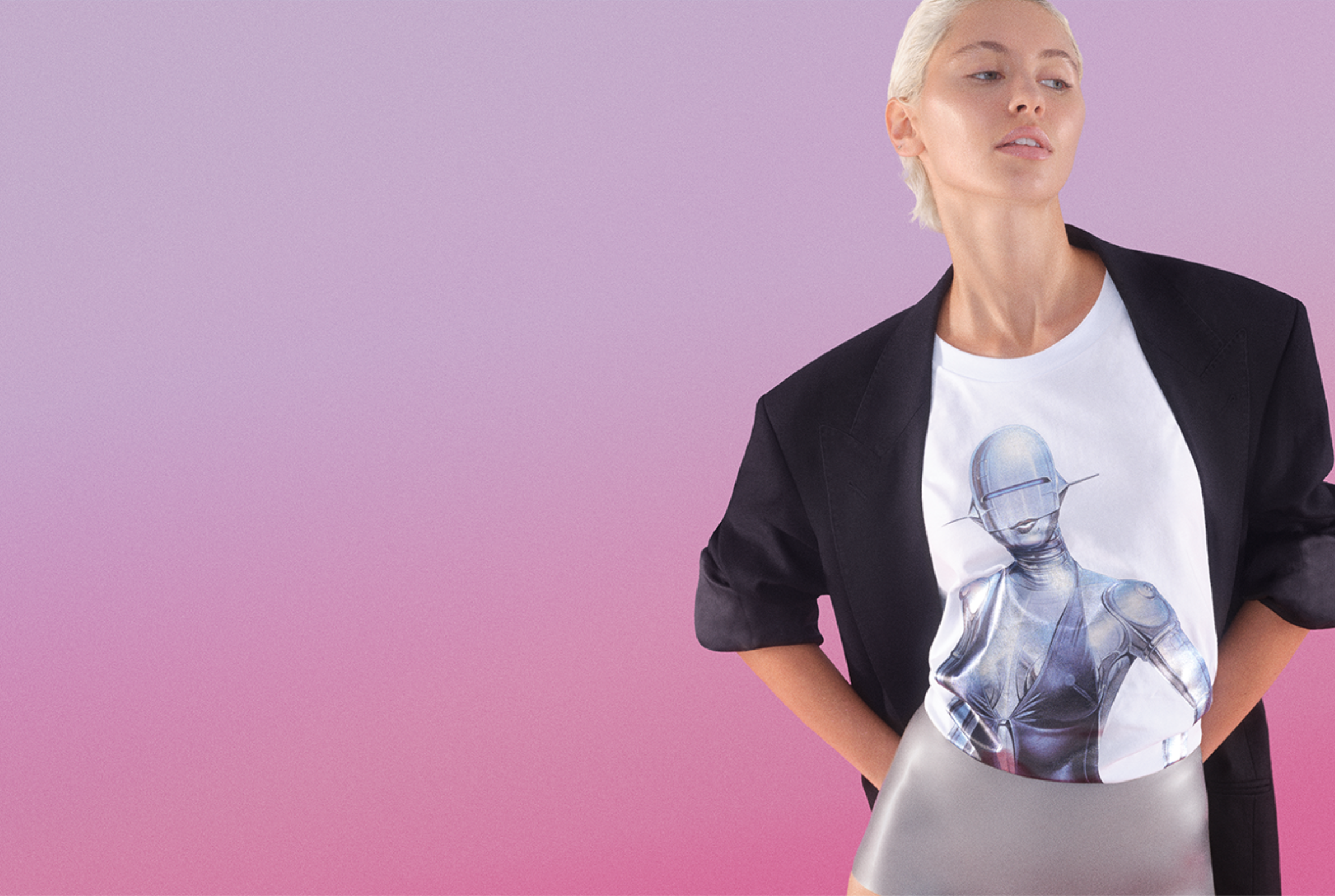 Japanese illustrator Hajime Sorayama has collaborated with Stella McCartney on a unisex colletion, with Iris Law in the campaign. Photo: Stella McCartney