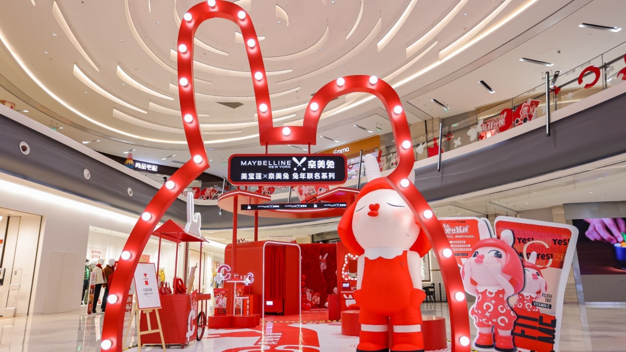 Maybelline's partnership with Namito is presented with an interactive pop-up exhibition at Raffles City on Shanghai’s North Bund, with a setup that encourages social media posts and livestreaming. Photo: Courtesy