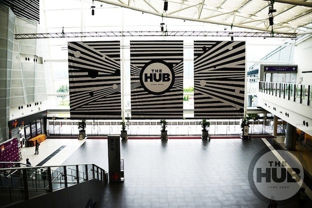 The entrance hall of Hong Kong trade show The Hub. (The Hub) 
