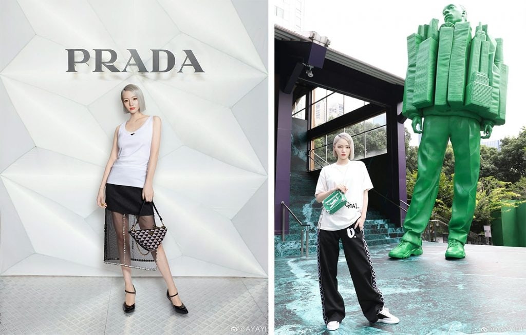 Virtual KOL Ayayi helps promote Prada and Louis Vuitton. Photo: Ayayi's Weibo