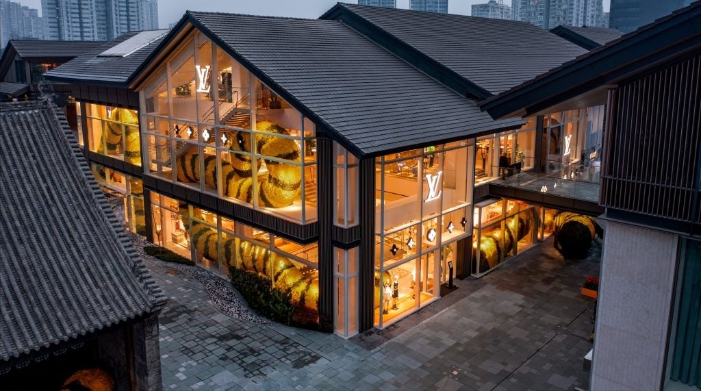 Louis Vuitton’s See LV exhibition in Wuhan and its special installation featuring a giant, textured tiger tail at the storefront of its Maison at Sino-Ocean Taikoo Li, Chengdu. Photo: Louis Vuitton