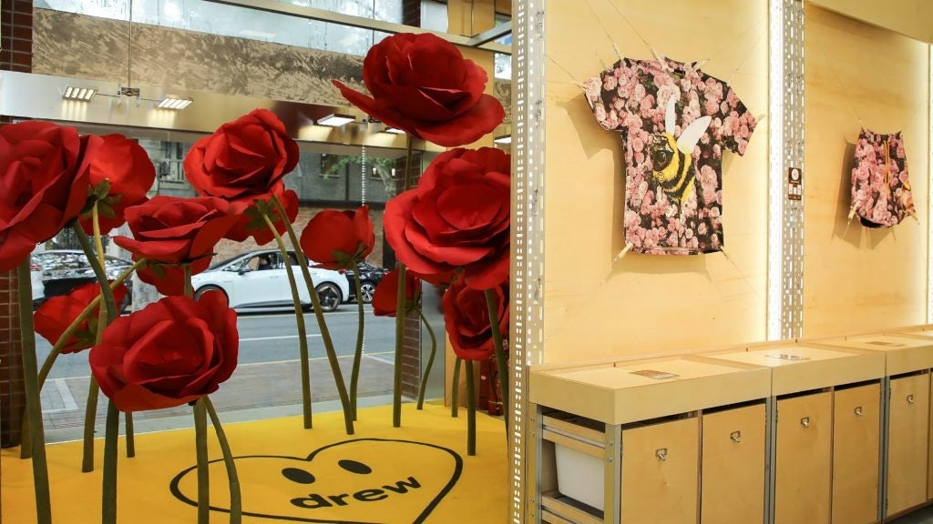 Drew House celebrated 520 with an "infinite love flower shop" pop-up store in Shanghai. Photo: Drew House