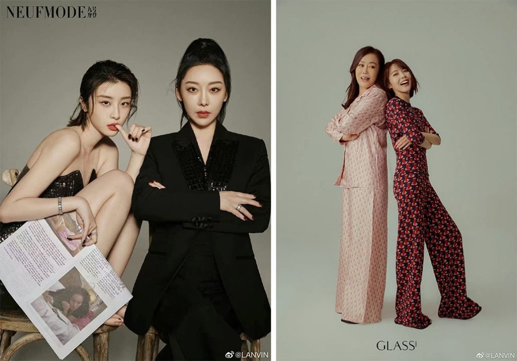 Lanvin dressed Chinese actresses Zhao Xiaotang (left) and Zhang Jianing (right) in its Spring 2022 collection. Photo: Neufmode, Glass
