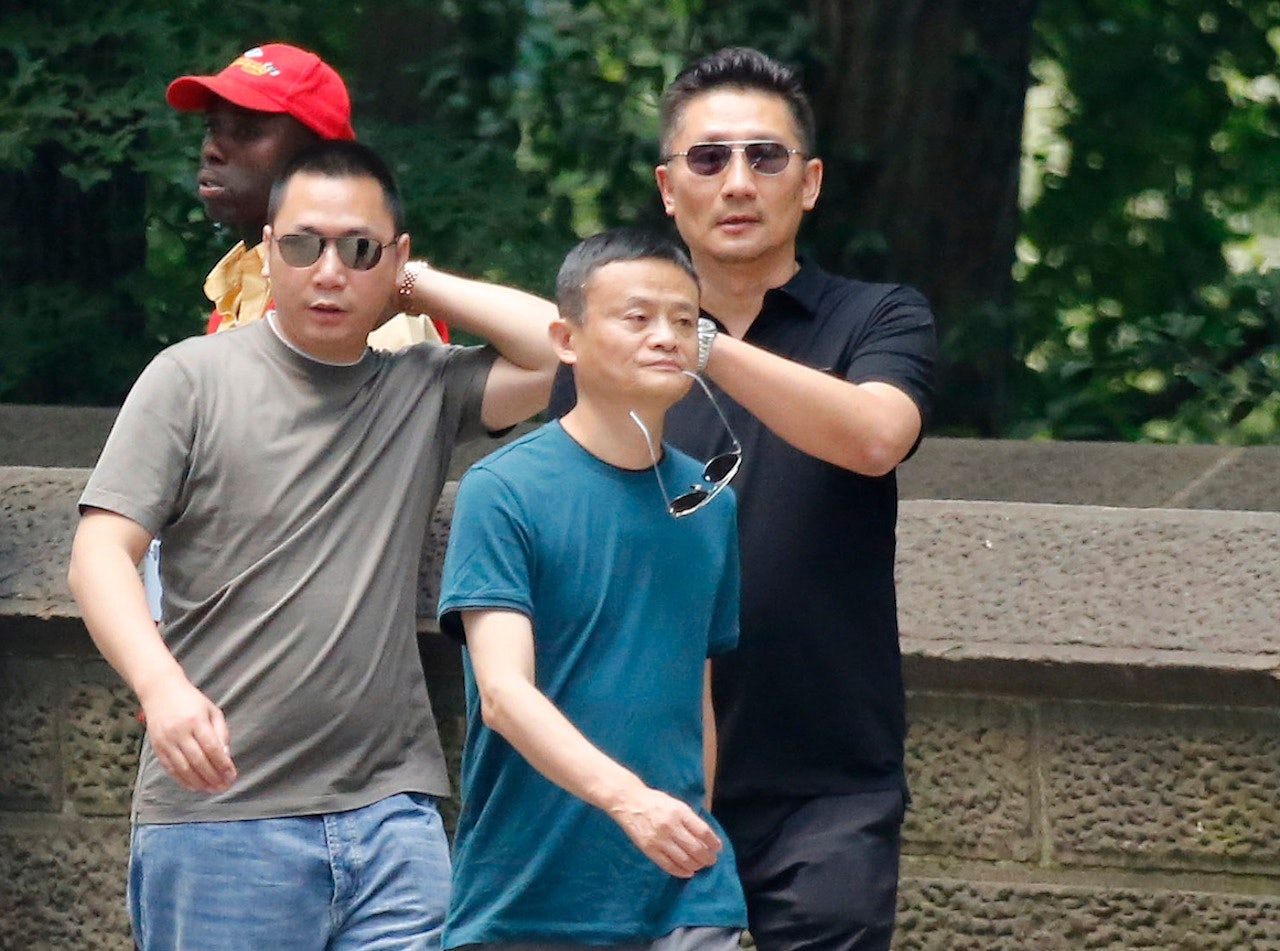 Jack Ma is spotted in central park, New York. Image via VCG. 