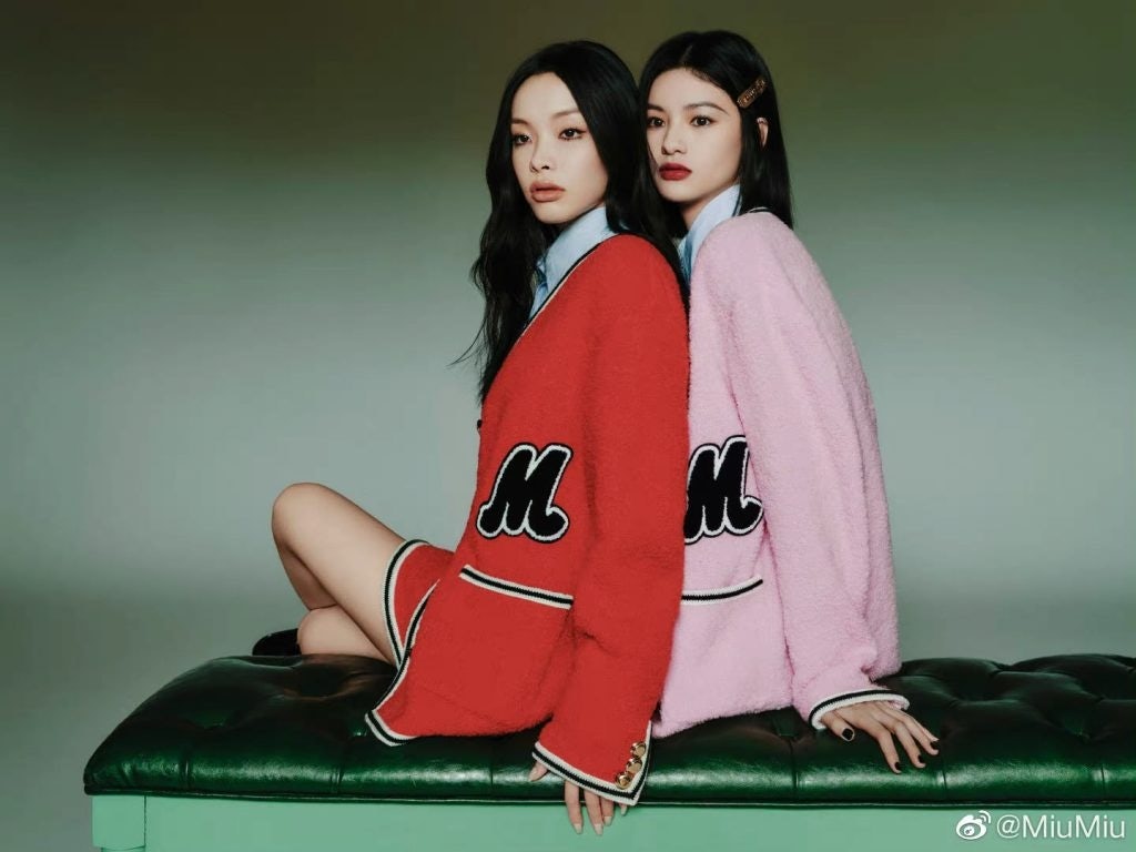 Lexie Liu (pictured left) skyrocketed to fame after appearing in The Rap of China in 2018. Photo: Miu Miu's Weibo