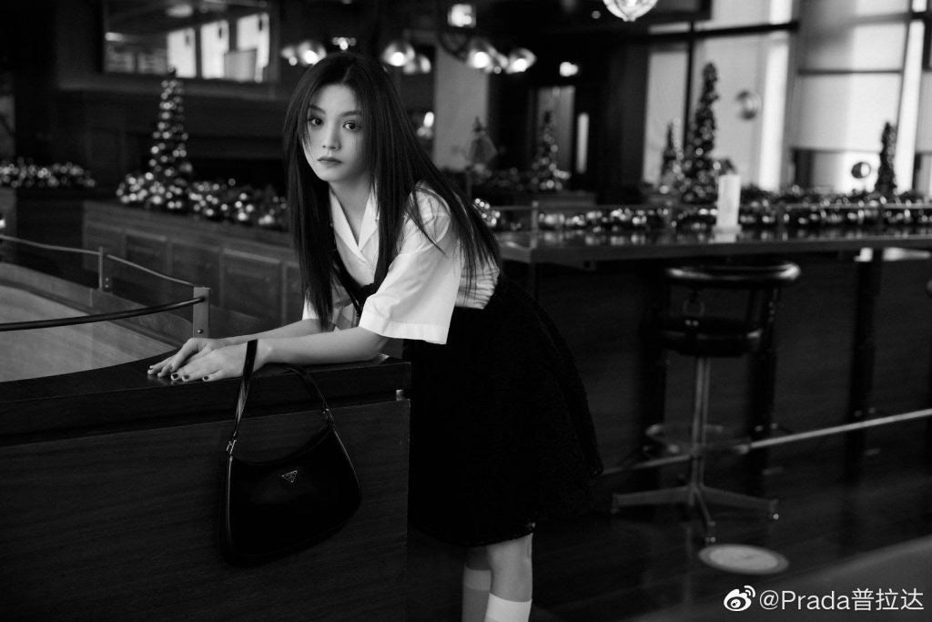 Actress @春夏_x poses with a Cleo bag from Prada's Spring/Summer 2021 womenswear collection. Photo: Prada's Weibo