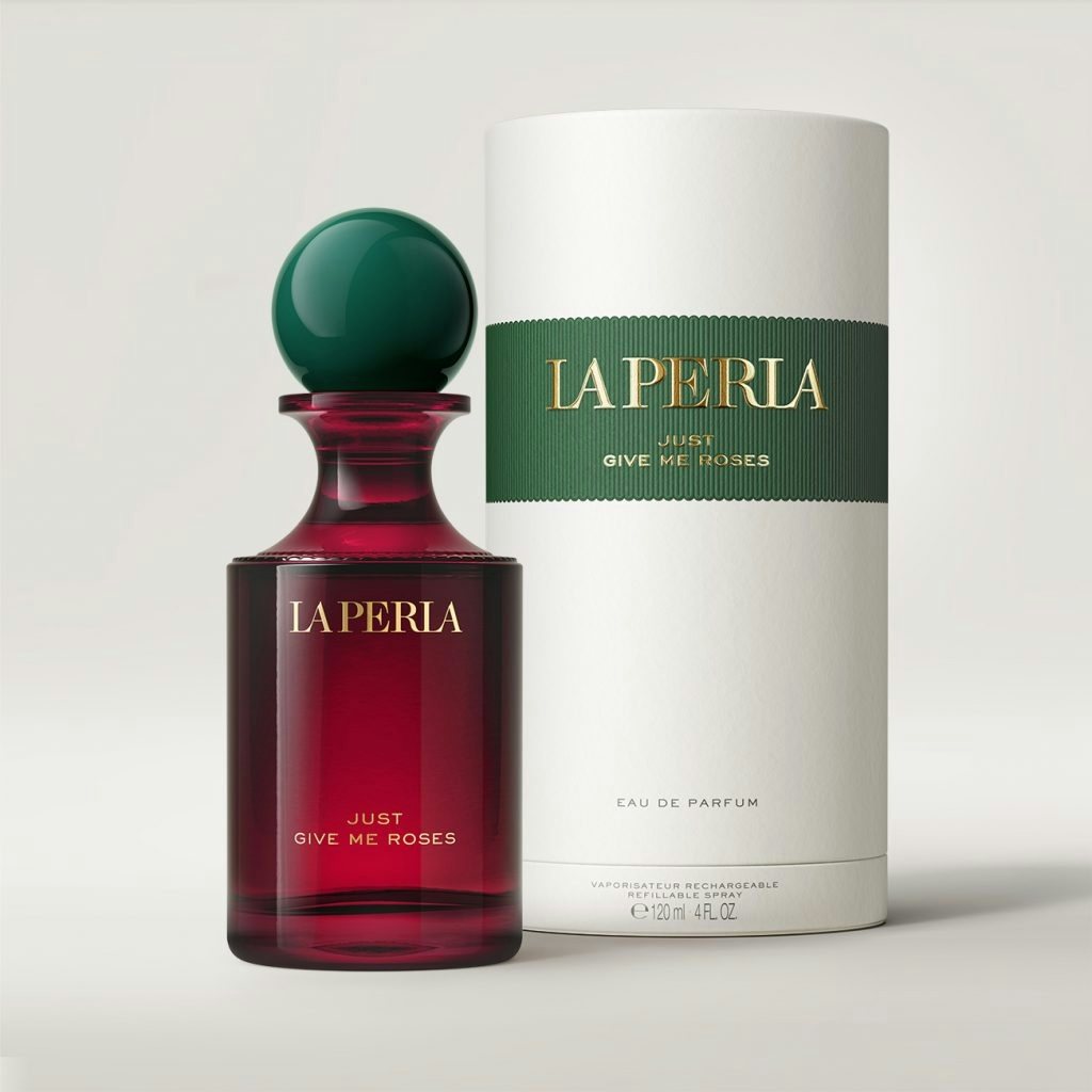 A full-sized bottle o f La Perla's Just Give Me Roses retails for 352 and comes with a complimentary vial. Photo: La Perla