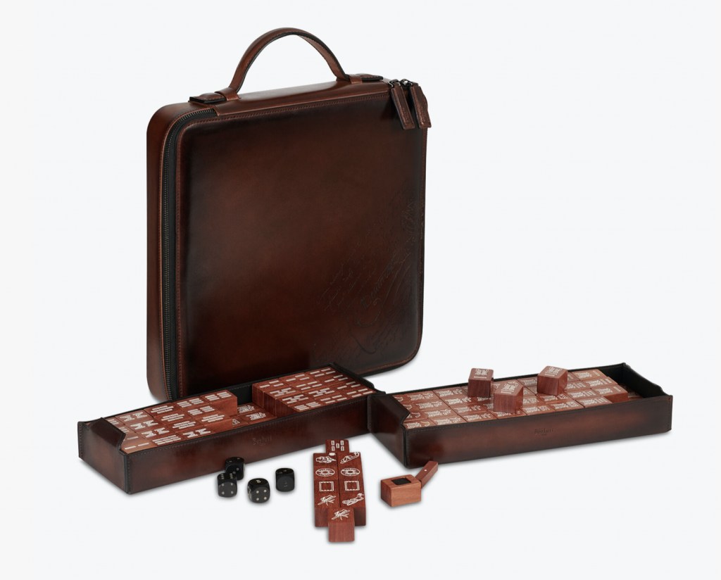 Leather maker Berluti, founded in 1895, partnered in 2020 with Benwu Studio to create a luxurious mahjong set encased in a clutch made from rich Venezia leather. Image: Berluti