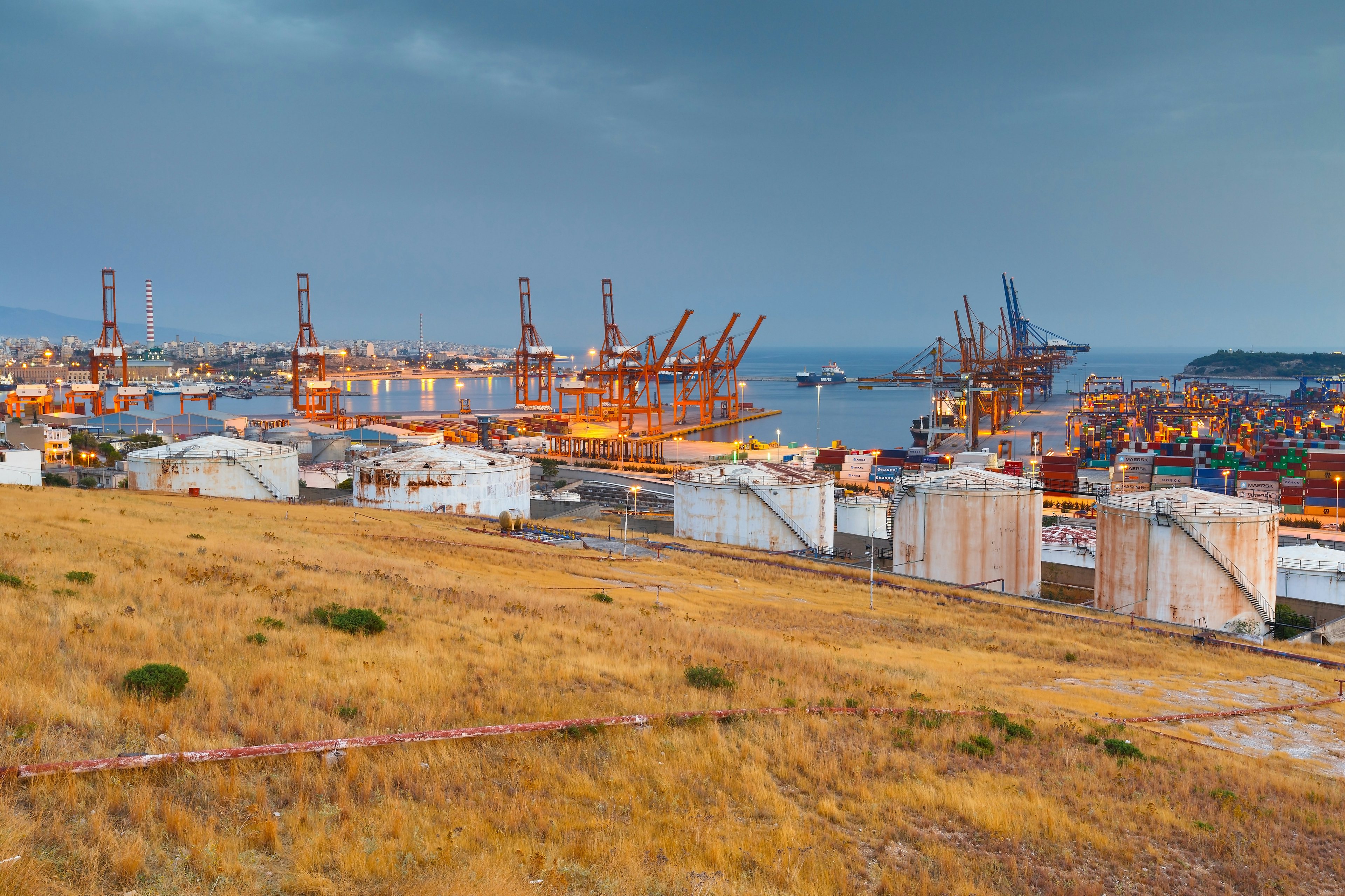 Piraeus Port Authority in Greece. Image via Shutterstock.