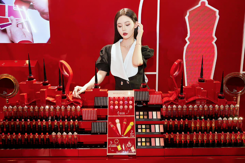 A Christian Louboutin cosmetics pop-up installation in Sanya, Hainan. Image: Weibo