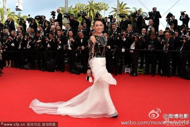 Chinese star Zhang Ziyi on the red carpet at the 2014 Cannes Film Festival. 