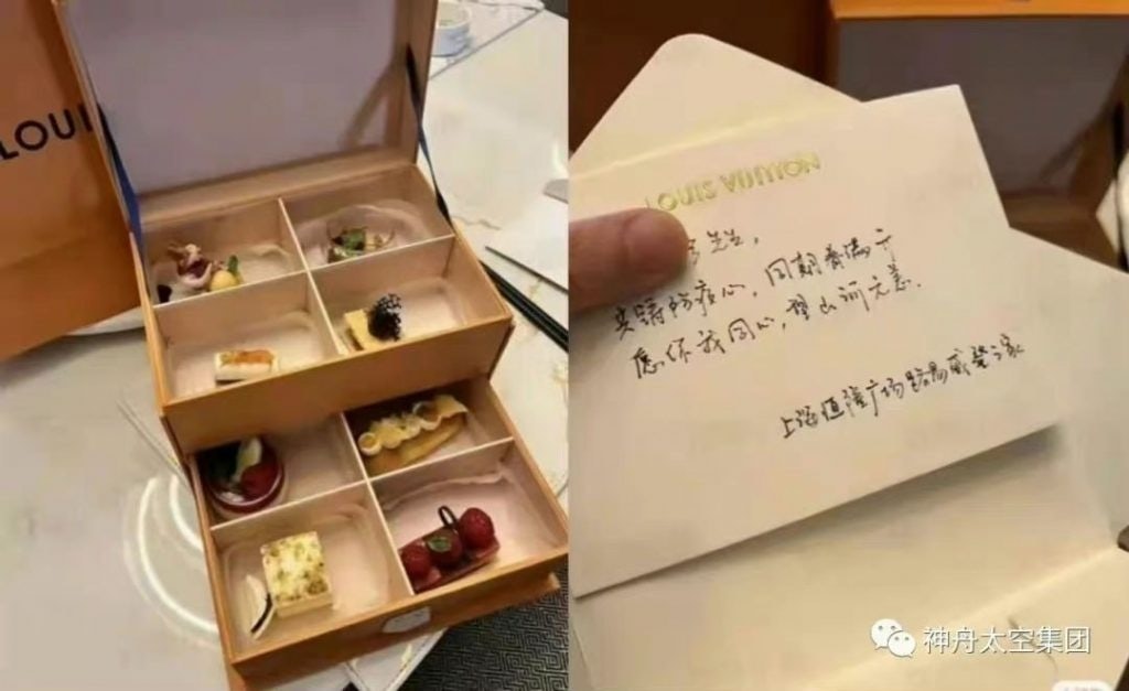 Louis Vuitton provided takeout meals to Shanghai customers stuck in lockdown. Photo: Weibo