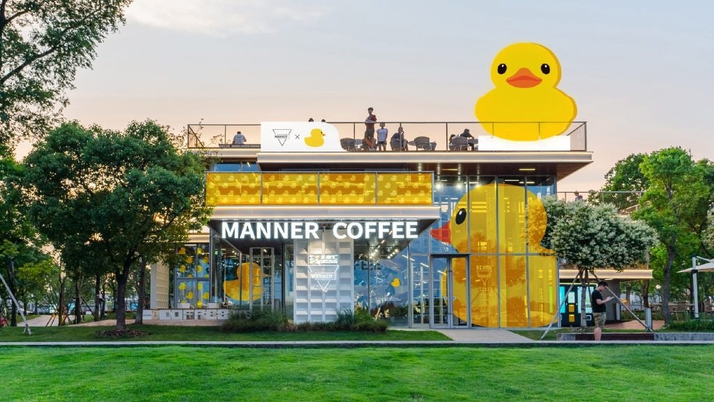 Manner Coffee partnered with Rubber Duck (大黄鸭) to bring themed coffee shops to four cities in China in 2022. Photo: Manner Coffee