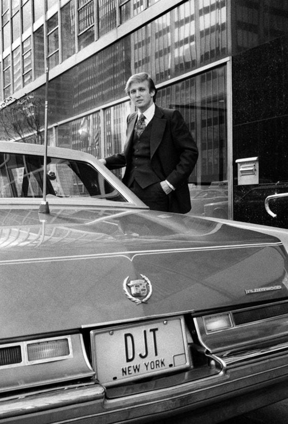 When Donald Trump became president, Cadillac posted on Weibo a picture of Trump in 1976, featuring the future president posing in front of his own Cadillac. Photo: Cadillac/Weibo