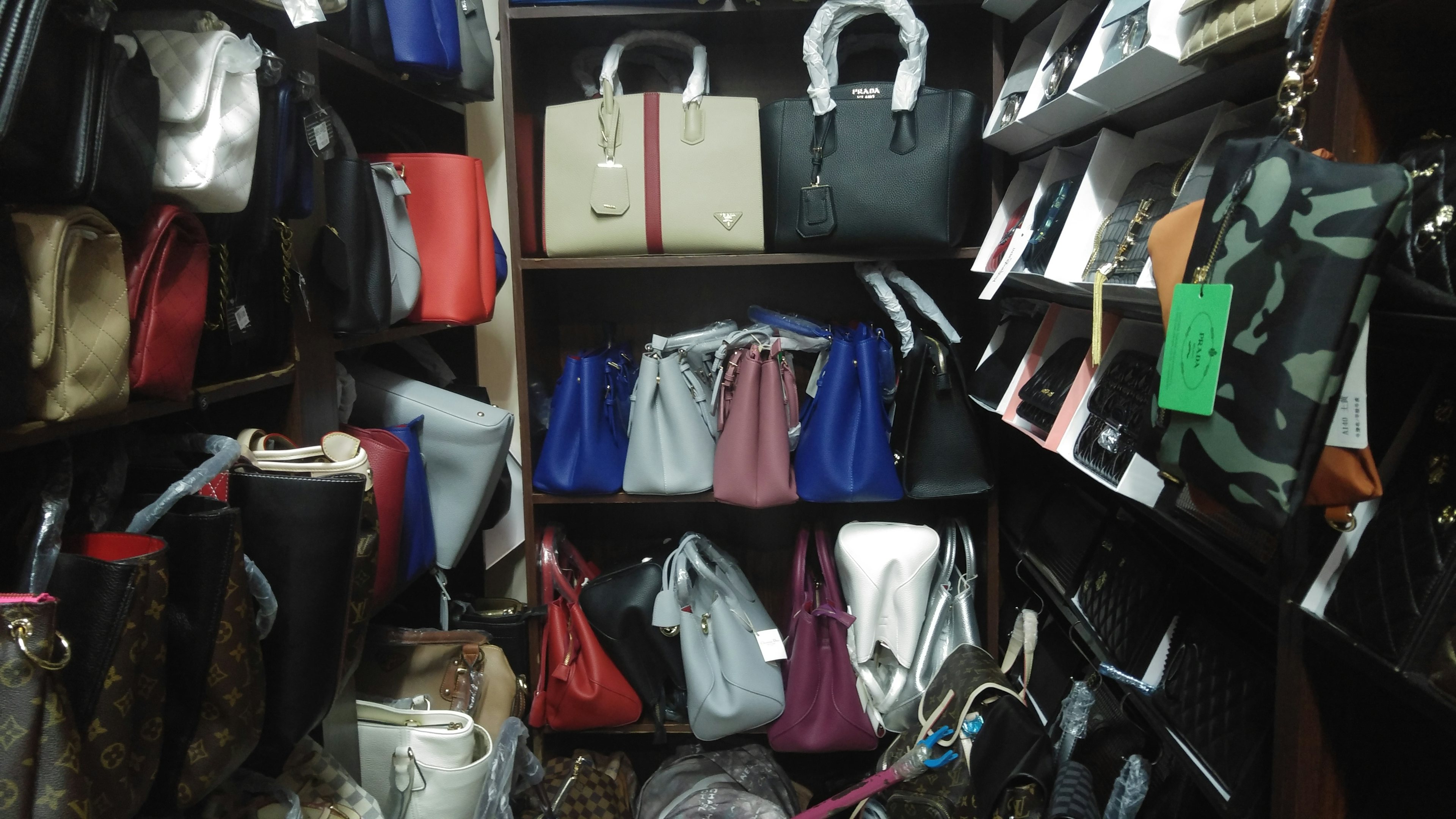 Fake luxury bags for sale at Han City in Shanghai. (Veronica Hernandez)