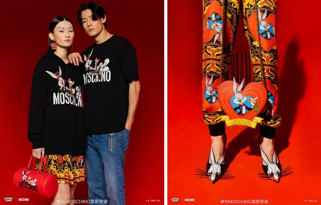 Moschino celebrates the Year of the Rabbit with a collaboration with Bugs Bunny. Photo: Moschino's Weibo