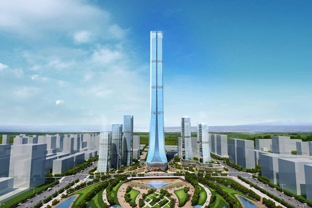 The Evergrande Tower in Jinan, by Terry Farrell, will briefly be China's second tallest tower when it is completed. (Terry Farrells)