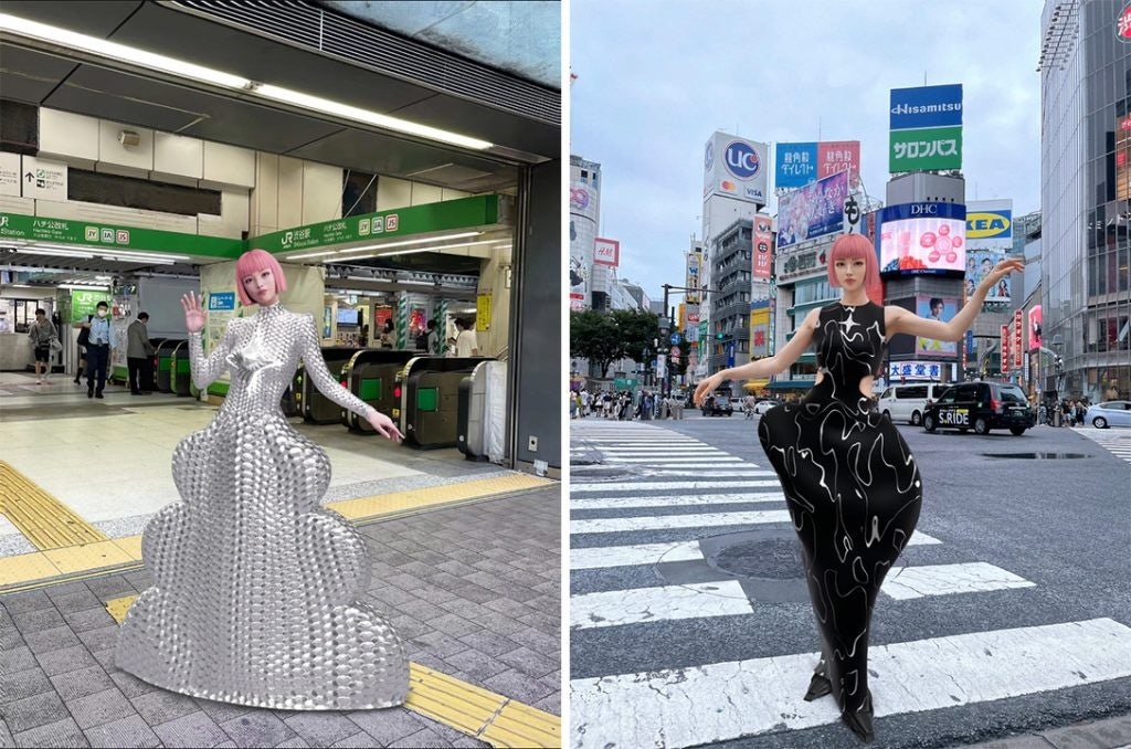 Japanese virtual idol Imma wears virtual dresses from Annakiki's Spring/Summer 2023 collection. Photo: Courtesy