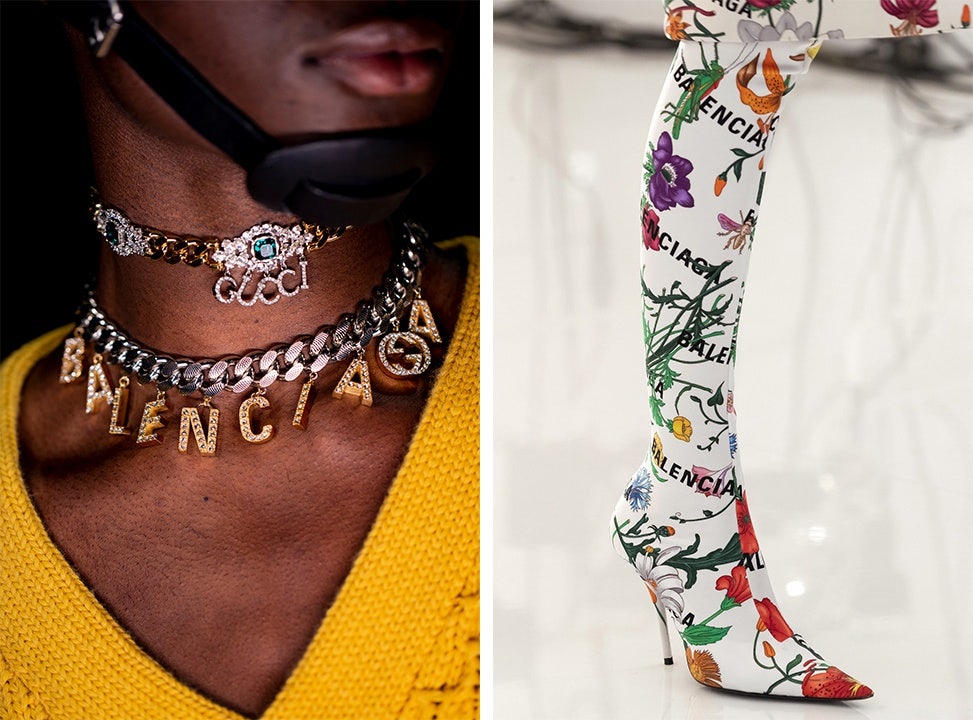 Aria, Gucci's Fall/Winter 2021 collection, features chokers and thigh-high boots. Photo: Gucci