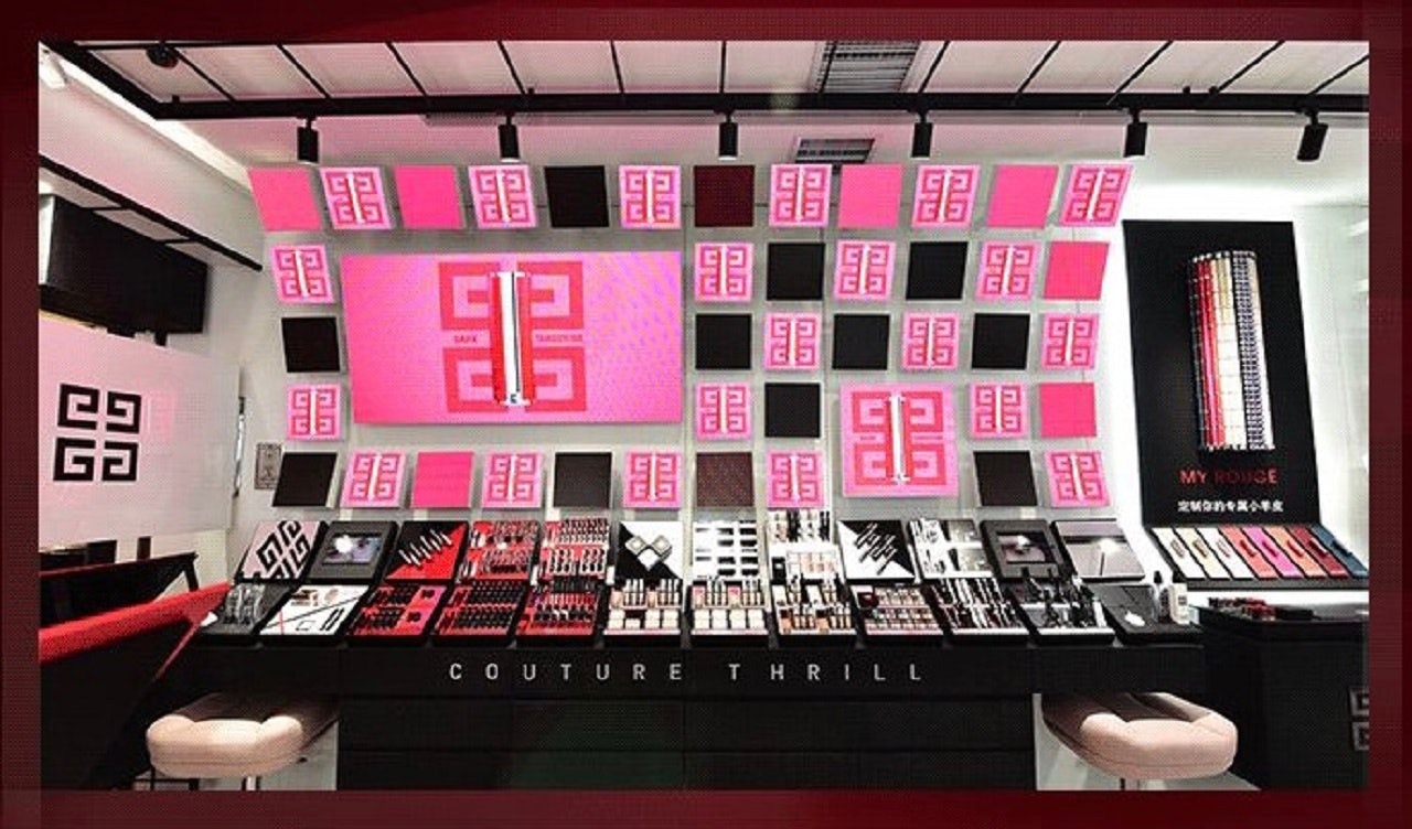 A counter inside Givenchy's first-ever beauty boutique store in Nanjing, China. Photo: Givenchy's WeChat account