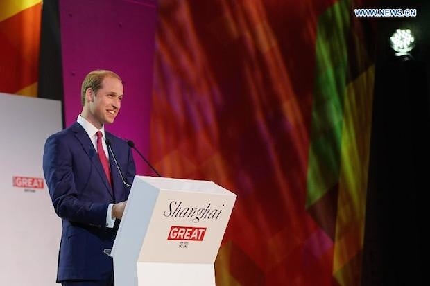 Prince William speaks at the GREAT Festival of Creativity in Shanghai. (Xinhua)