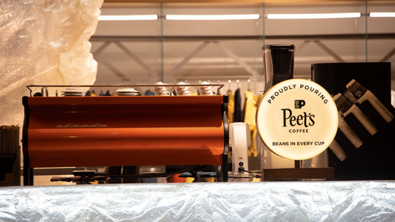 Featuring the slogan "A power station for skiers," the Arc'teryx x Peet's Coffee collab offers two special coffee drinks in addition to the regular menu. Photo: Courtesy of Peet's Coffee 