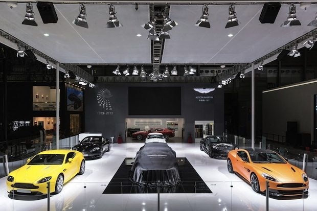 An Aston Martin display at the Shanghai Auto Show in 2013.