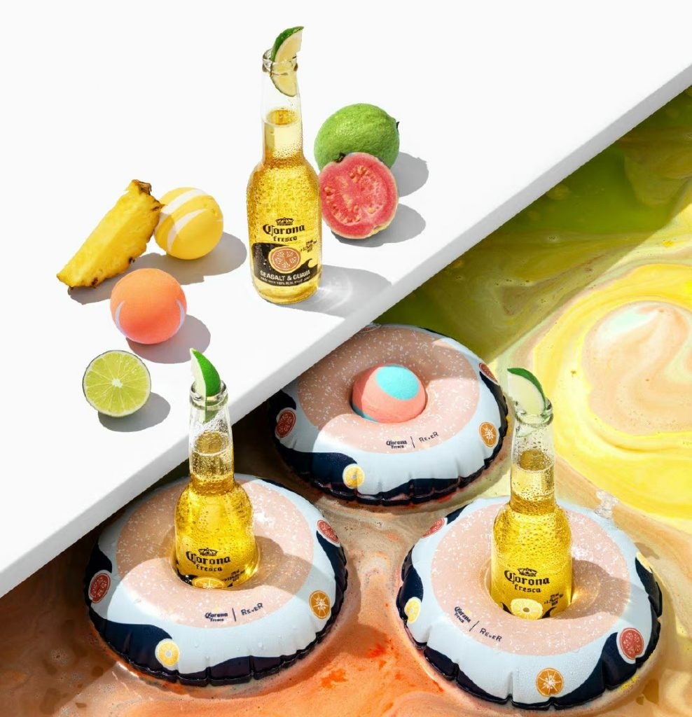 The Corona x Rever collab includes fruity beers and colorful bath bombs. Photo: Rever's Weibo