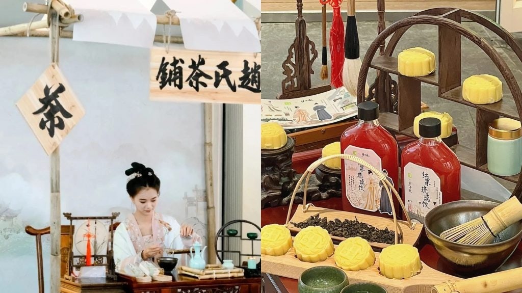 Fans took pictures at the Nayuki tea house pop up in Shenzhen in Hanfu costumes. Photo: Xiaohongshu screenshots