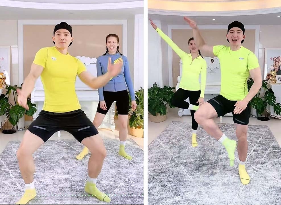 Liu Genghong and his wife Vivi Wang livestream their exercise and dance routines on Douyin. Photo: Liu Genghong's Weibo
