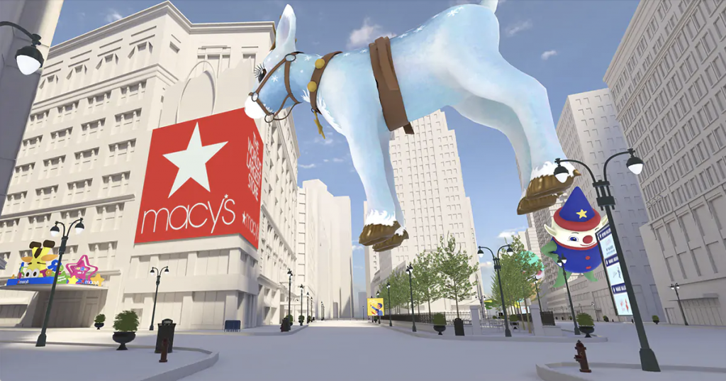 To celebrate the holidays, department stores have turned to the metaverse to level up their festive digital activations. Photo: Macy's