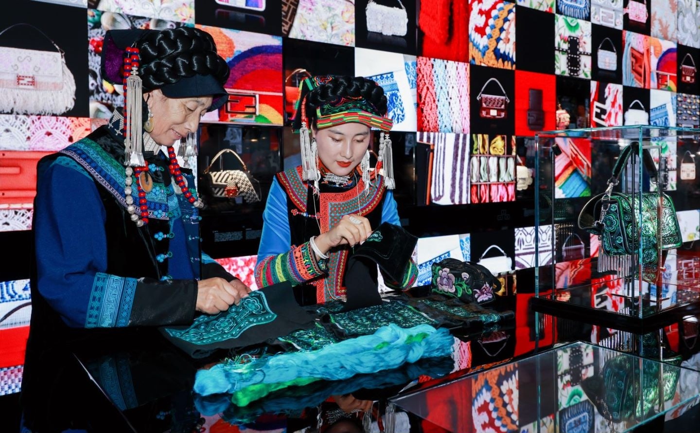 Artisans at work for Fendi's Hand In Hand exhibition. Photo: Fendi