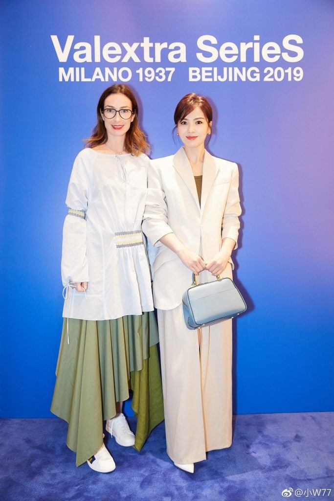 Valextra CEO Sara Ferrero with Liu Tao at the Beijing store opening 2019. Photo: Courtesy of Liu's agent