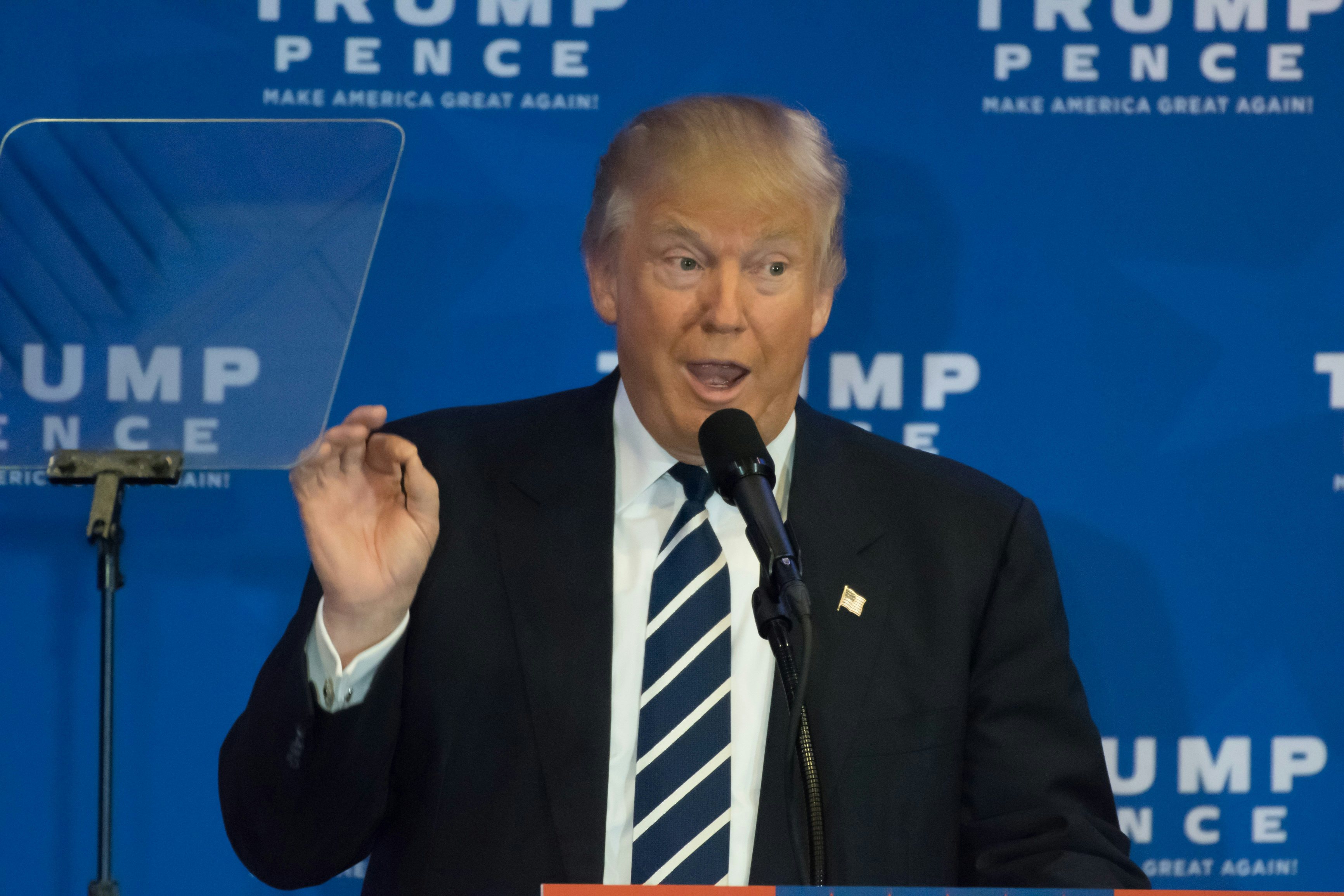 Donald Trump delivers a speech at a campaign event in Pennsylvania on November 1. (Shutterstock/Evan El-Amin)
