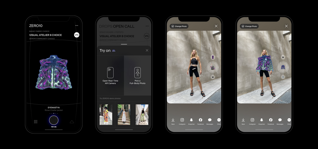 ZERO10's AR Fashion Platform allows users to try on and publish their virtual clothing. Photo: Courtesy