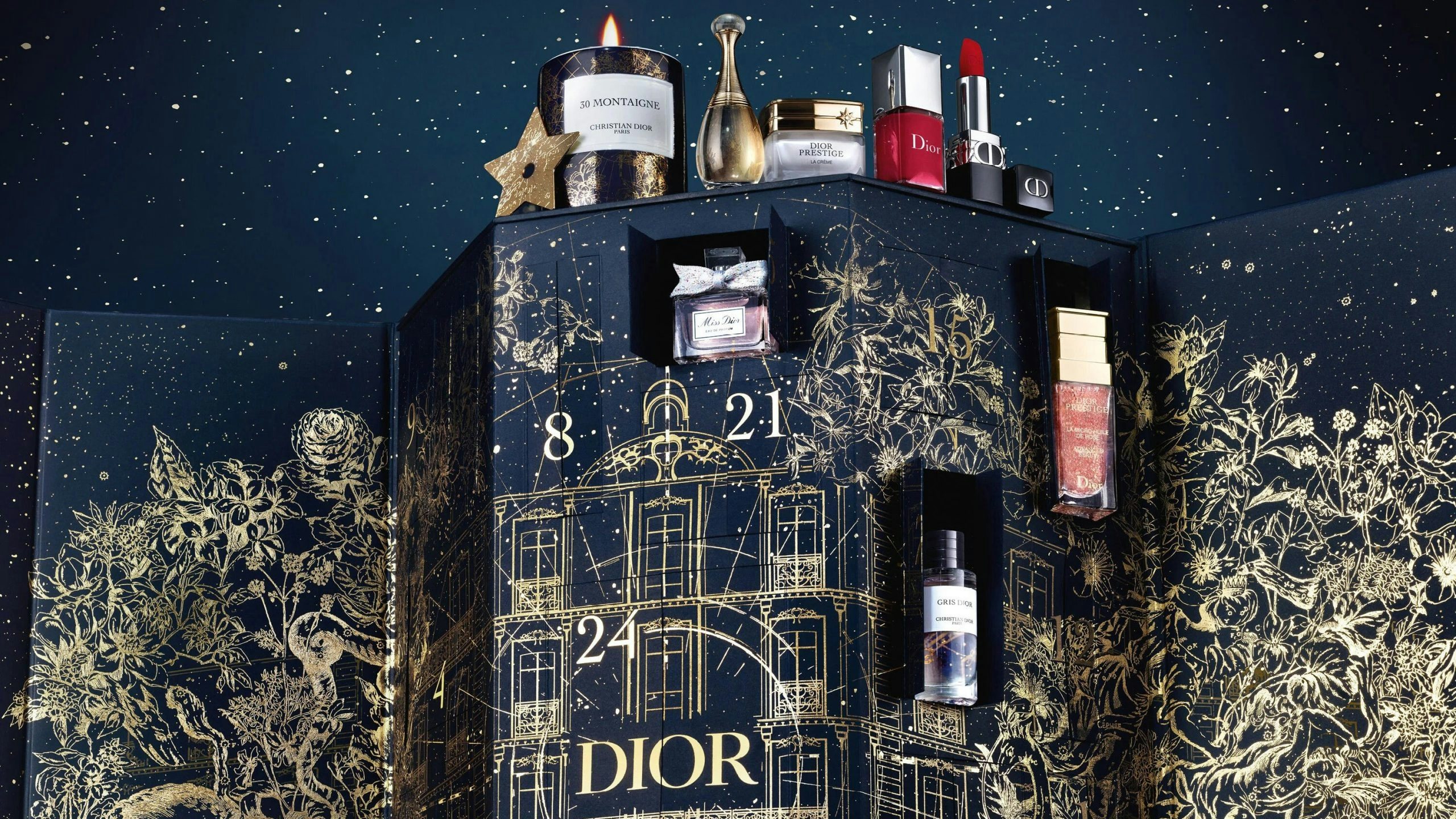 The 2022 Dior advent calendar retails for $650 and comes with 24 iconic miniatures. Photo: Dior