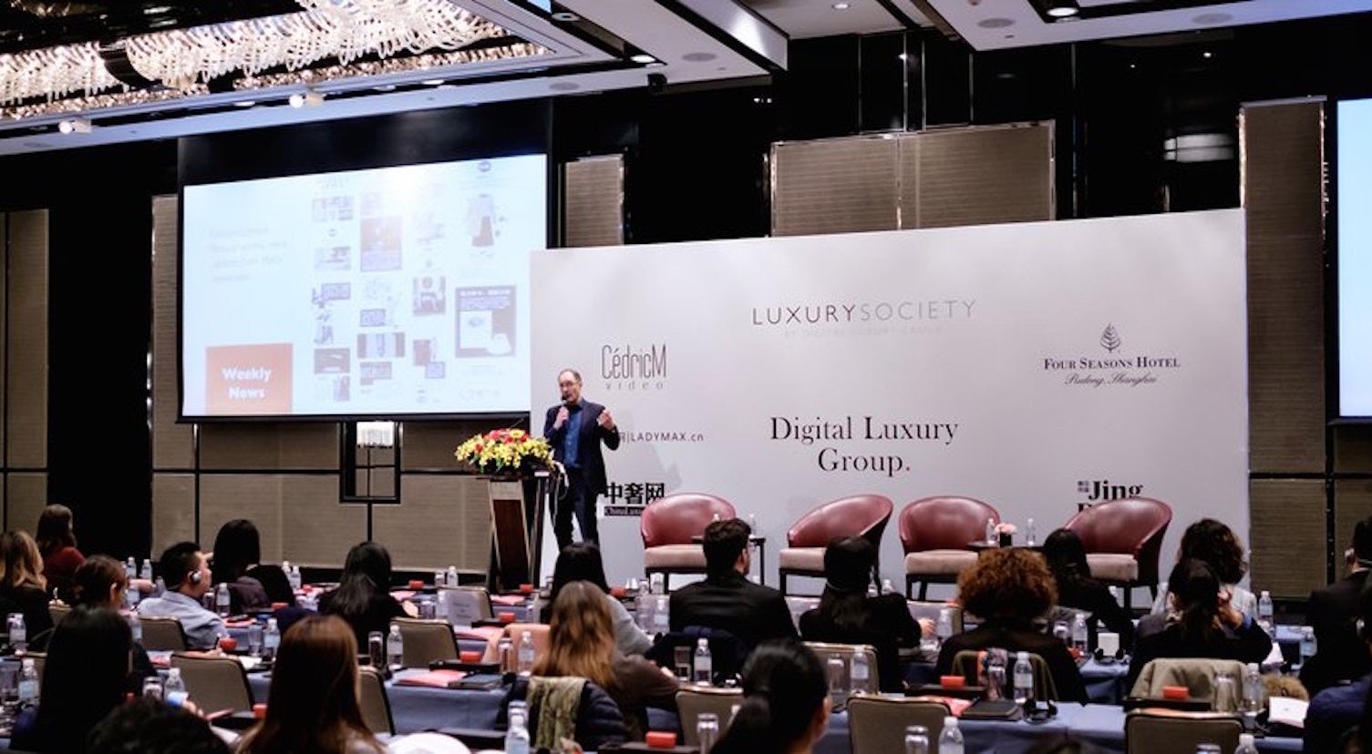 Mei.com Co-Founder and CEO Thibault Villet discusses China's e-commerce market at Luxury Society's recent conference in Shanghai. (Courtesy Photo)