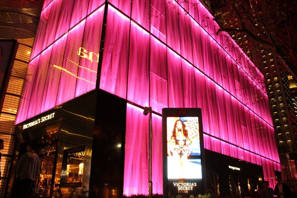 The store's iconic hot pink walls on Huahai Road in Shanghai. (Photo by Wang Lin)