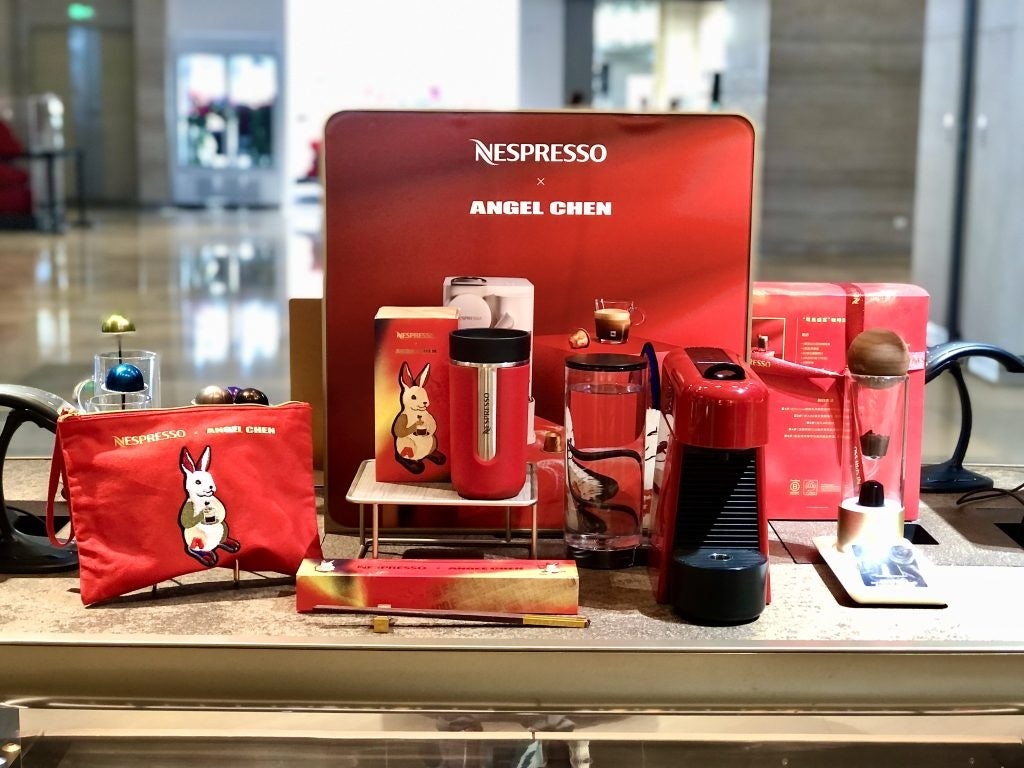 The design of Nespresso's Chinese New Year giftbox features Angel Chen's signature colorful patterns and upcycled textures. Photo: Courtesy