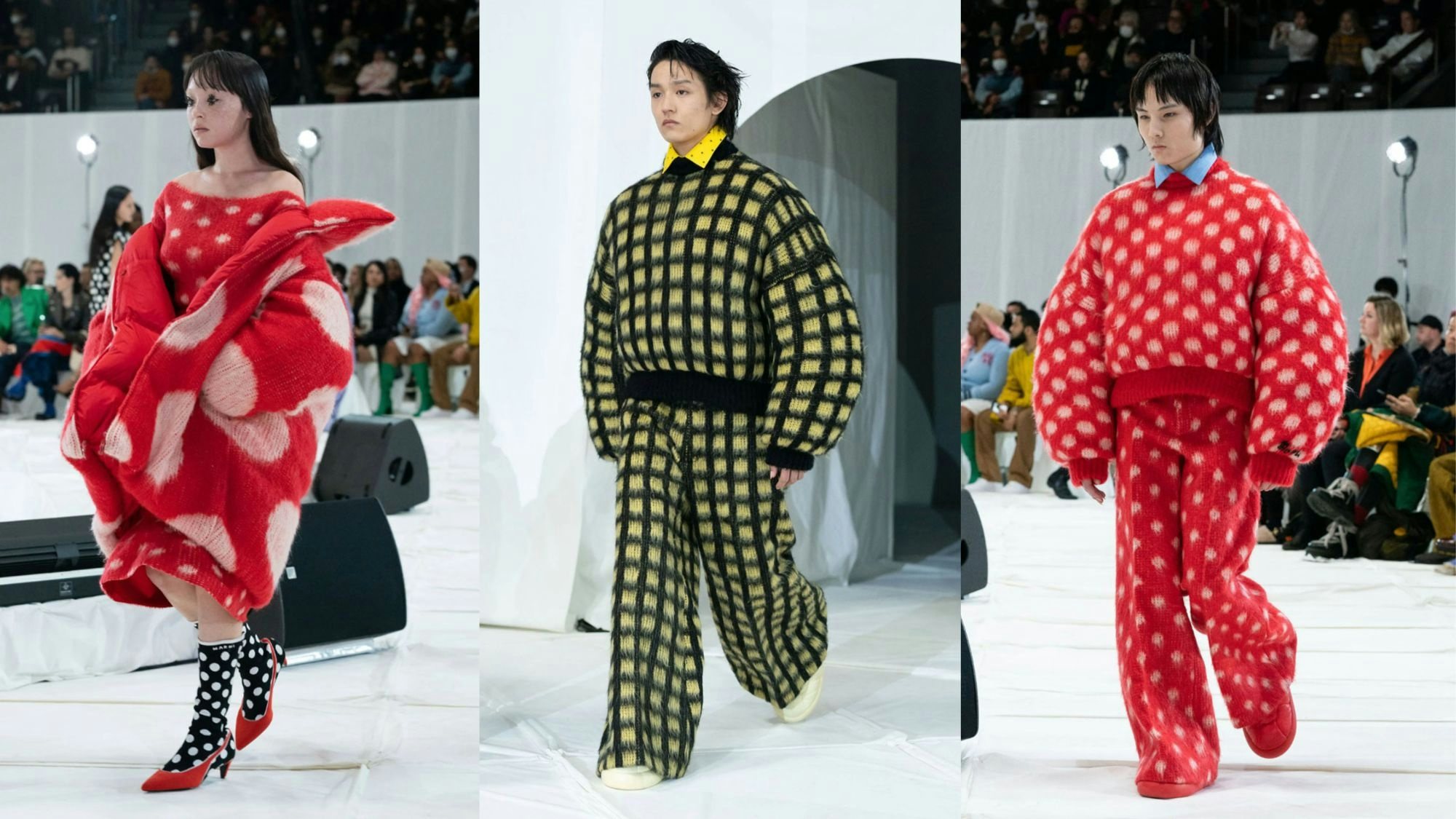 Some of the vibrant looks from the Marni Fall 2023 collection, co-designed by independent Chinese designer Dingyun Zhang. Photo: Marni