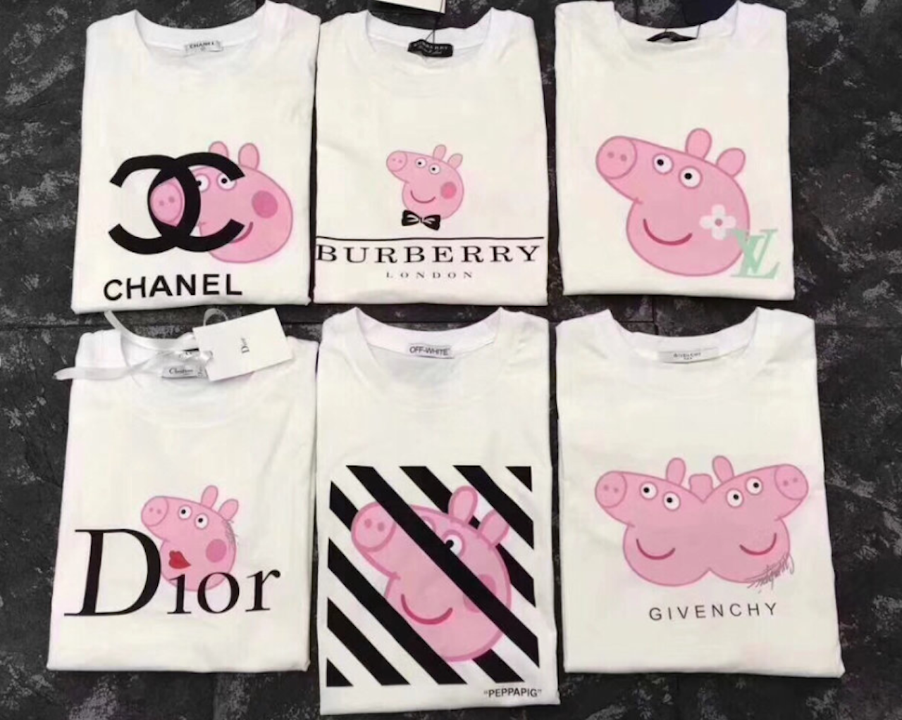 The Peppa Pig market, with 800 global licenses, is so lucrative it has spurred counterfeiters in China, some that entwine the pig with brand logos from Dior and Supreme. Photo: Little Red Book/Ice