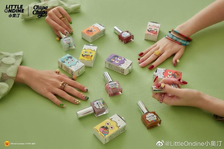 C-beauty brand Little Ondine collaborated with candy brand Chupa Chups on a nail polish collection in 2020. Photo: @LittleOndine’s Weibo
