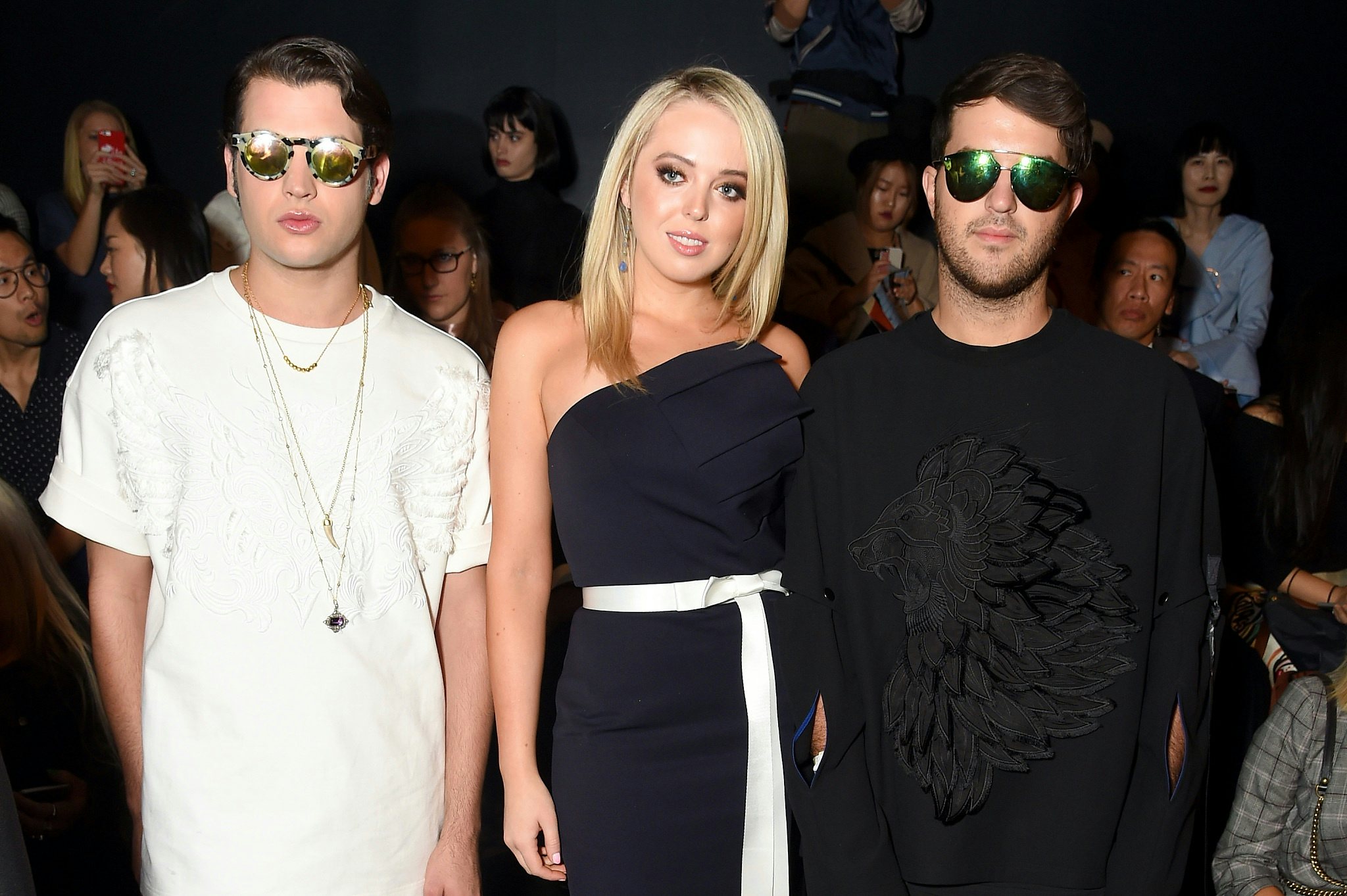 (L-R) Peter Brant, Jr., Tiffany Trump and Andrew Warren attend the Taoray Wang fashion show during New York Fashion Week: The Shows at Gallery 1, Skylight Clarkson Sq on September 9, 2017 in New York City. Photo: Nicholas Hunt/Getty.