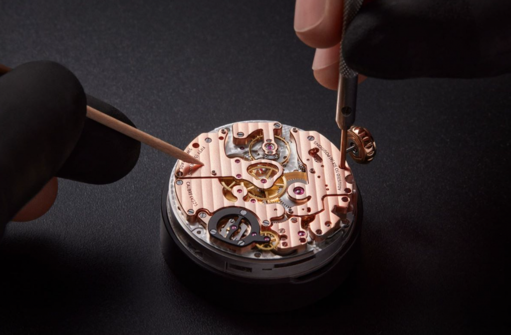 Louis Vuitton created an exceptional watch movement that recreated the mask's expression changes in a 16-second watchmaking spectacle. Image: Courtesy of Louis Vuitton